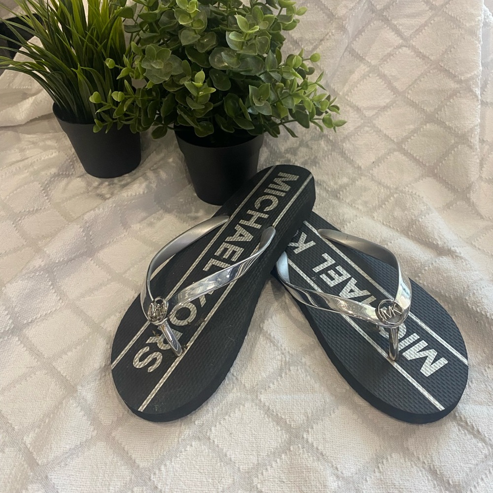 Michael Kors Black Sandals with Silver Details